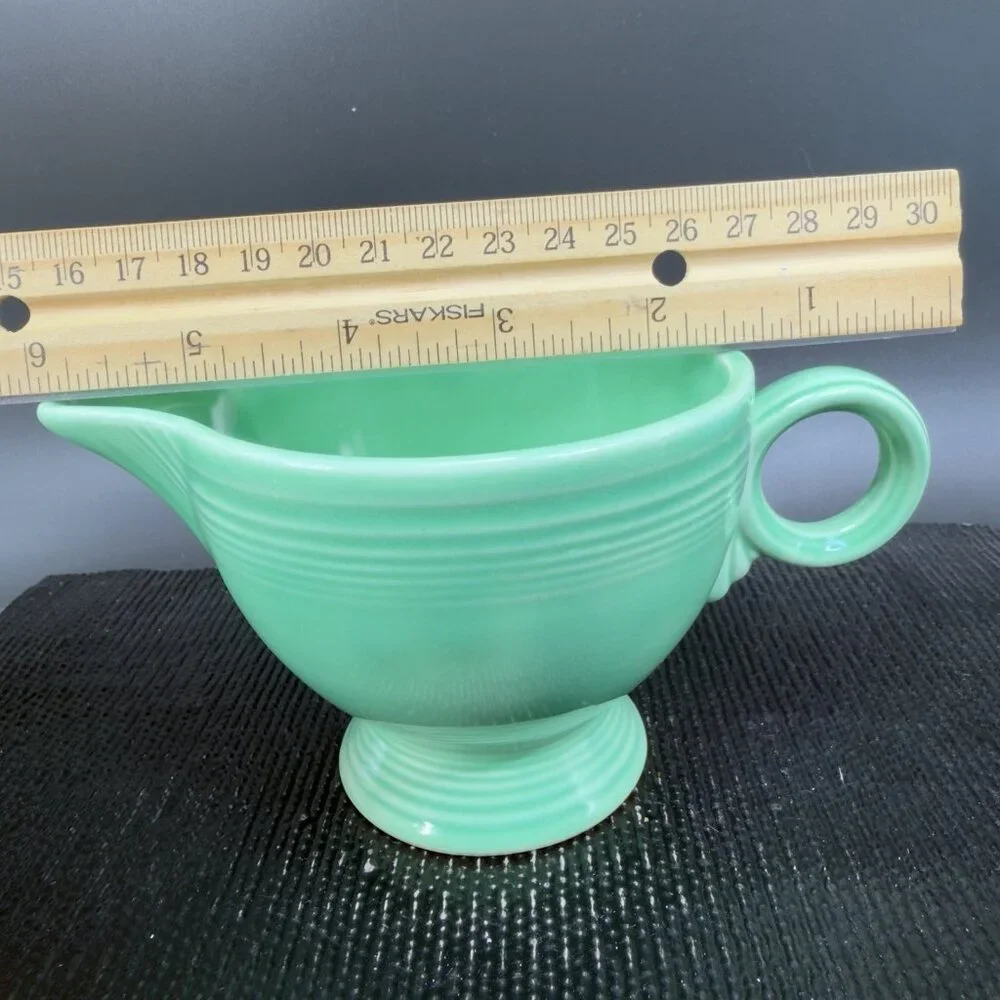 Fiesta Green Fiestaware Small Pitcher Creamer Jug USA Pottery Ring Handle Marked